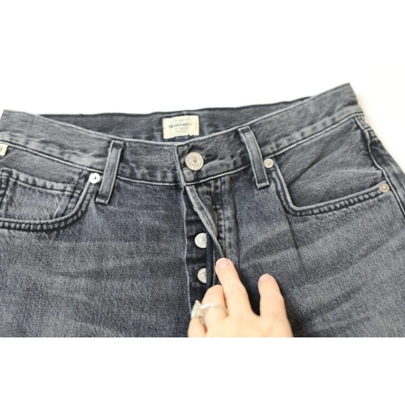 Citizens of Humanity Womens Straight Cropped Jeans 26 Buttoned Faded Black Denim - Picture 4 of 8